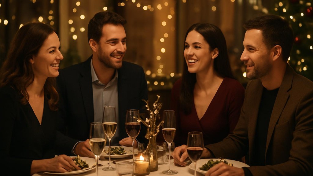 Gruppo di adulti in contesto sociale per Capodanno